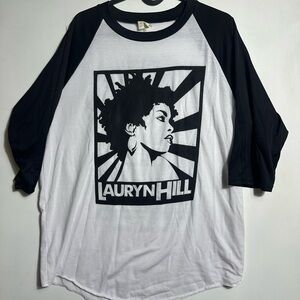 Lauryn Hill Tour Merch Graphic Raglan Tee - Black & White
